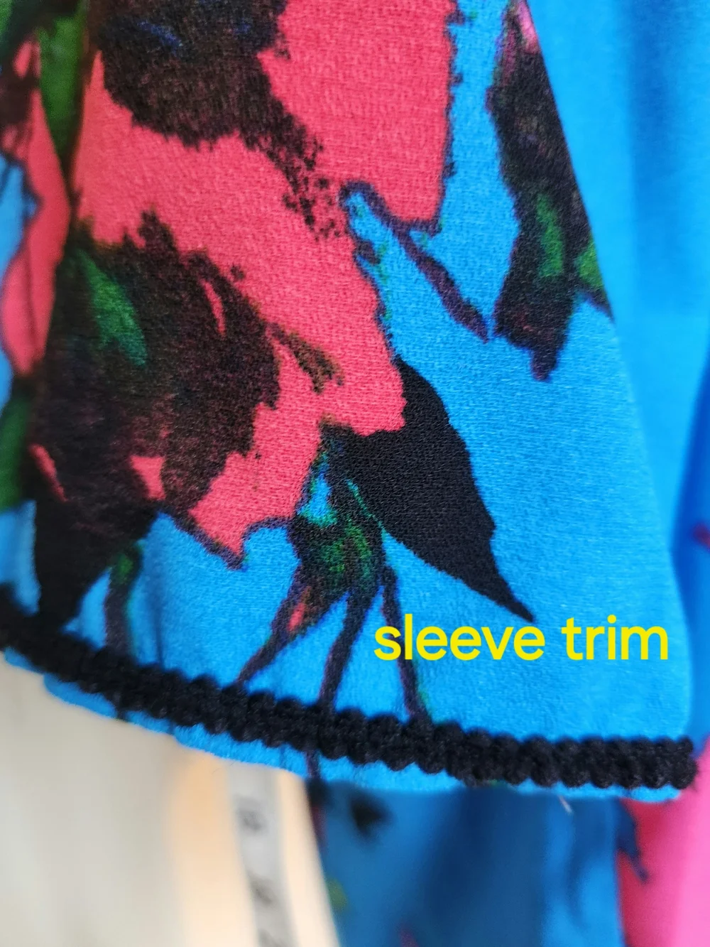 Chelsea Theodore Petite L Floral Peasant Blouse Blue Pink 3/4 Sleeve Boho Top